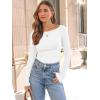 imageTrendy Queen Womens Long Sleeve Shirts Ribbed Underscrub Tops Boat Neck Basic Tees Fall Fashion Clothes 2025White