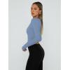 imageTrendy Queen Womens Long Sleeve Shirts Square Neck Going Out Crop Tops Fashion Y2k Workout Clothes Fall Outfits 2025Blue