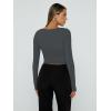 imageTrendy Queen Womens Long Sleeve Shirts Square Neck Going Out Crop Tops Fashion Y2k Workout Clothes Fall Outfits 2025Gray