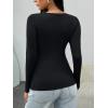 imageTrendy Queen Womens Long Sleeve Shirts V Neck Ribbed Knit Fall TopsBlack