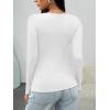 imageTrendy Queen Womens Long Sleeve Shirts V Neck Ribbed Knit Fall TopsWhite
