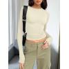 imageTrendy Queen Womens Long Sleeve T Shirts Fall Fashion 2025 Basic Crop Tops Going Out Outfits Y2k ClothesApricot