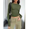 imageTrendy Queen Womens Long Sleeve T Shirts Fall Fashion 2025 Basic Crop Tops Going Out Outfits Y2k ClothesArmy Green