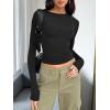 imageTrendy Queen Womens Long Sleeve T Shirts Fall Fashion 2025 Basic Crop Tops Going Out Outfits Y2k ClothesBlack