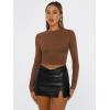imageTrendy Queen Womens Long Sleeve T Shirts Fall Fashion 2025 Basic Crop Tops Going Out Outfits Y2k ClothesBrown