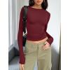 imageTrendy Queen Womens Long Sleeve T Shirts Fall Fashion 2025 Basic Crop Tops Going Out Outfits Y2k ClothesBurgundy