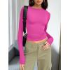 imageTrendy Queen Womens Long Sleeve T Shirts Fall Fashion 2025 Basic Crop Tops Going Out Outfits Y2k ClothesHot Pink