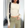 imageTrendy Queen Womens Long Sleeve T Shirts Fall Fashion 2025 Basic Crop Tops Going Out Outfits Y2k ClothesLight Apricot