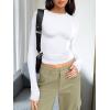 imageTrendy Queen Womens Long Sleeve T Shirts Fall Fashion 2025 Basic Crop Tops Going Out Outfits Y2k ClothesWhite