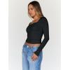 imageTrendy Queen Womens Long Sleeve Tops Going Out Top Trendy Cute Shirt Y2k Clothes Fashion Clothing Fall Outfits 2025Black