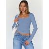 imageTrendy Queen Womens Long Sleeve Tops Going Out Top Trendy Cute Shirt Y2k Clothes Fashion Clothing Fall Outfits 2025Blue Gray