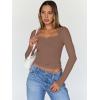 imageTrendy Queen Womens Long Sleeve Tops Going Out Top Trendy Cute Shirt Y2k Clothes Fashion Clothing Fall Outfits 2025Brown