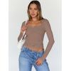 imageTrendy Queen Womens Long Sleeve Tops Going Out Top Trendy Cute Shirt Y2k Clothes Fashion Clothing Fall Outfits 2025Coffeegrey