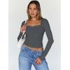 imageTrendy Queen Womens Long Sleeve Tops Going Out Top Trendy Cute Shirt Y2k Clothes Fashion Clothing Fall Outfits 2025Gray