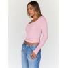 imageTrendy Queen Womens Long Sleeve Tops Going Out Top Trendy Cute Shirt Y2k Clothes Fashion Clothing Fall Outfits 2025Pink