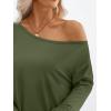 imageTrendy Queen Womens Off The Shoulder Tops Oversized Tshirts Long Sleeve 2025 Casual Basic TeesArmygreen