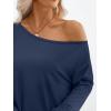 imageTrendy Queen Womens Off The Shoulder Tops Oversized Tshirts Long Sleeve 2025 Casual Basic TeesBlue