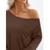 imageTrendy Queen Womens Off The Shoulder Tops Oversized Tshirts Long Sleeve 2025 Casual Basic TeesCoffee
