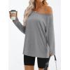 imageTrendy Queen Womens Off The Shoulder Tops Oversized Tshirts Long Sleeve 2025 Casual Basic TeesGrey