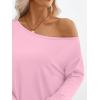imageTrendy Queen Womens Off The Shoulder Tops Oversized Tshirts Long Sleeve 2025 Casual Basic TeesPink