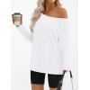imageTrendy Queen Womens Off The Shoulder Tops Oversized Tshirts Long Sleeve 2025 Casual Basic TeesWhite