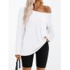 imageTrendy Queen Womens Off The Shoulder Tops Oversized Tshirts Long Sleeve 2025 Casual Basic TeesWhite