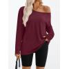 imageTrendy Queen Womens Off The Shoulder Tops Oversized Tshirts Long Sleeve 2025 Casual Basic TeesWinered