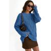imageTrendy Queen Womens Oversized Cable Knit Crewneck SweatersAzure Blue