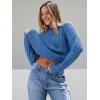 imageTrendy Queen Womens Oversized Cable Knit Crewneck SweatersAzure Blue