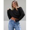 imageTrendy Queen Womens Oversized Cable Knit Crewneck SweatersBlack