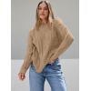 imageTrendy Queen Womens Oversized Cable Knit Crewneck SweatersCamel