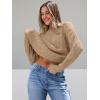 imageTrendy Queen Womens Oversized Cable Knit Crewneck SweatersCamel
