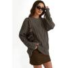 imageTrendy Queen Womens Oversized Cable Knit Crewneck SweatersCedar Brown