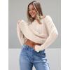 imageTrendy Queen Womens Oversized Cable Knit Crewneck SweatersCream
