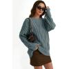 imageTrendy Queen Womens Oversized Cable Knit Crewneck SweatersDark Sage