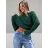 imageTrendy Queen Womens Oversized Cable Knit Crewneck SweatersGreen