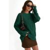 imageTrendy Queen Womens Oversized Cable Knit Crewneck SweatersGreen