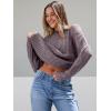 imageTrendy Queen Womens Oversized Cable Knit Crewneck SweatersMauve Taupe