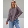 imageTrendy Queen Womens Oversized Cable Knit Crewneck SweatersMauve Taupe