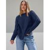 imageTrendy Queen Womens Oversized Cable Knit Crewneck SweatersNavy Blue