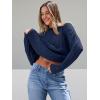 imageTrendy Queen Womens Oversized Cable Knit Crewneck SweatersNavy Blue