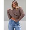 imageTrendy Queen Womens Oversized Cable Knit Crewneck SweatersNutmeg