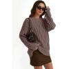imageTrendy Queen Womens Oversized Cable Knit Crewneck SweatersNutmeg