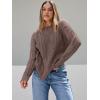 imageTrendy Queen Womens Oversized Cable Knit Crewneck SweatersNutmeg