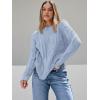 imageTrendy Queen Womens Oversized Cable Knit Crewneck SweatersPastel Blue
