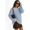 imageTrendy Queen Womens Oversized Cable Knit Crewneck SweatersPastel Blue