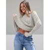 imageTrendy Queen Womens Oversized Cable Knit Crewneck SweatersPastel Gray