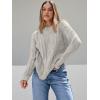 imageTrendy Queen Womens Oversized Cable Knit Crewneck SweatersPastel Gray