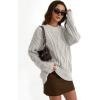 imageTrendy Queen Womens Oversized Cable Knit Crewneck SweatersPastel Gray