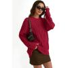 imageTrendy Queen Womens Oversized Cable Knit Crewneck SweatersRed
